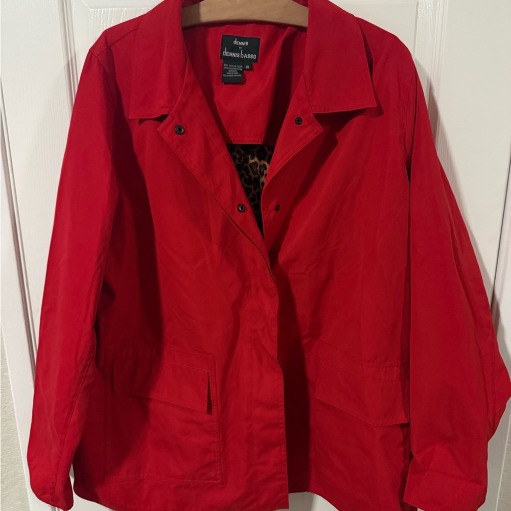 Women's Red Jacket with leopard collar